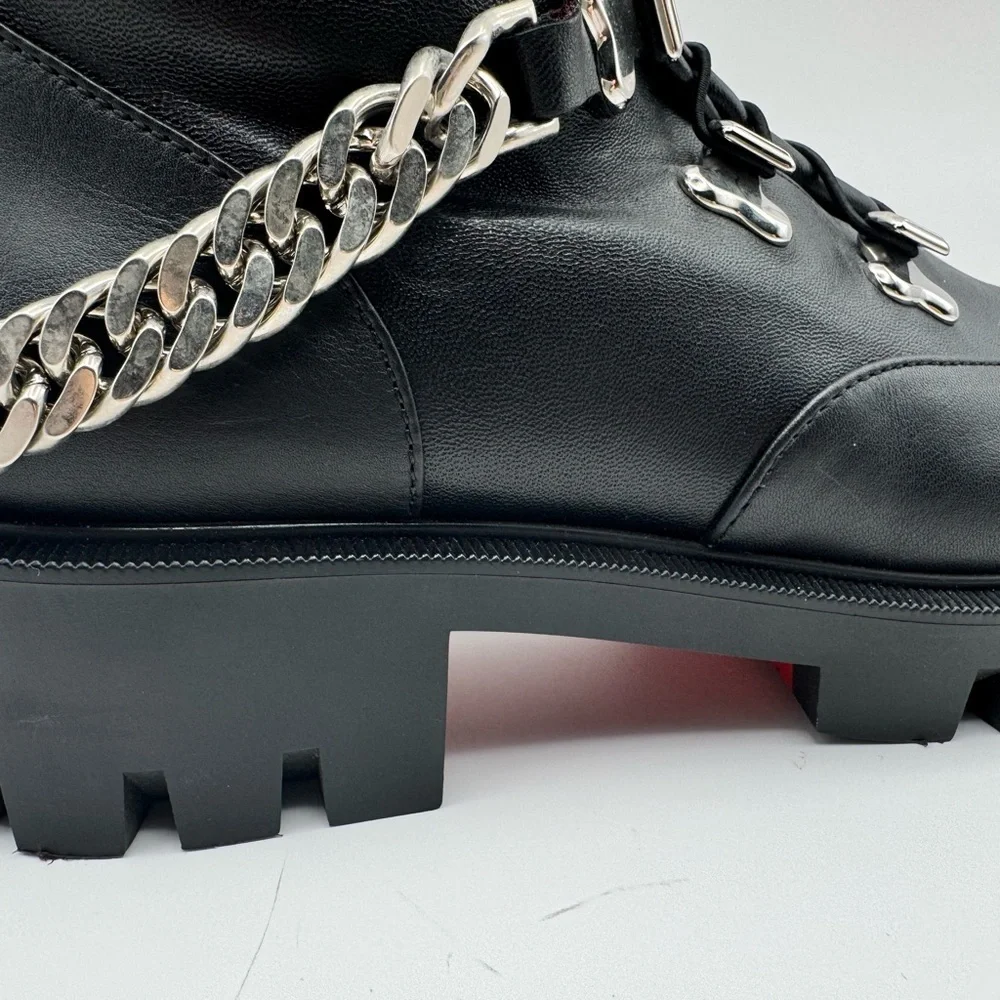 Christian Louboutin Our Georges Calf Flat Ankle Combat Moto Biker Boots Sz 36 - Picture 2 of 9
